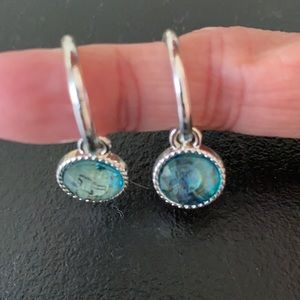 Kim Rogers Blue Crystal and Silver Hoops